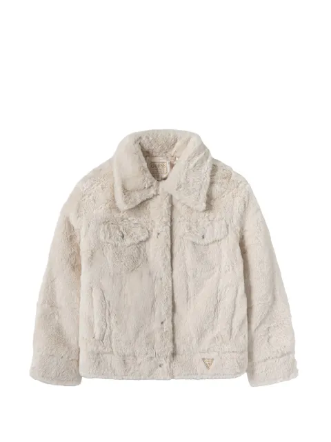guess kids Giacca in pelliccia sintetica con logo