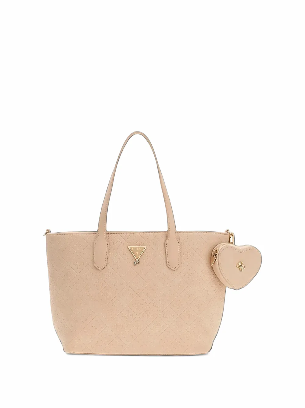 Guess kids logo-embossed heart-pouch tote bag Beige