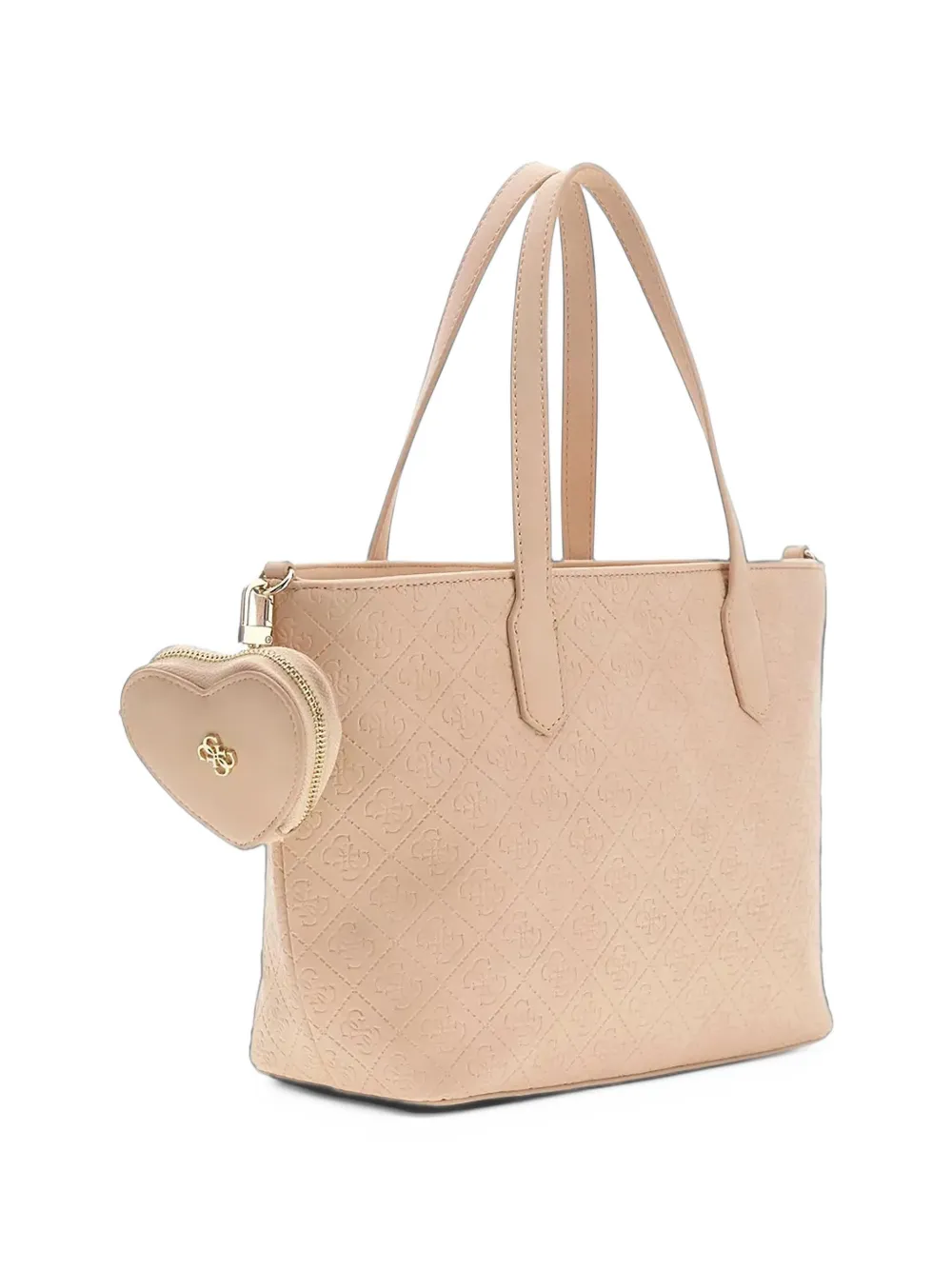 guess kids logo-embossed heart-pouch tote bag Beige