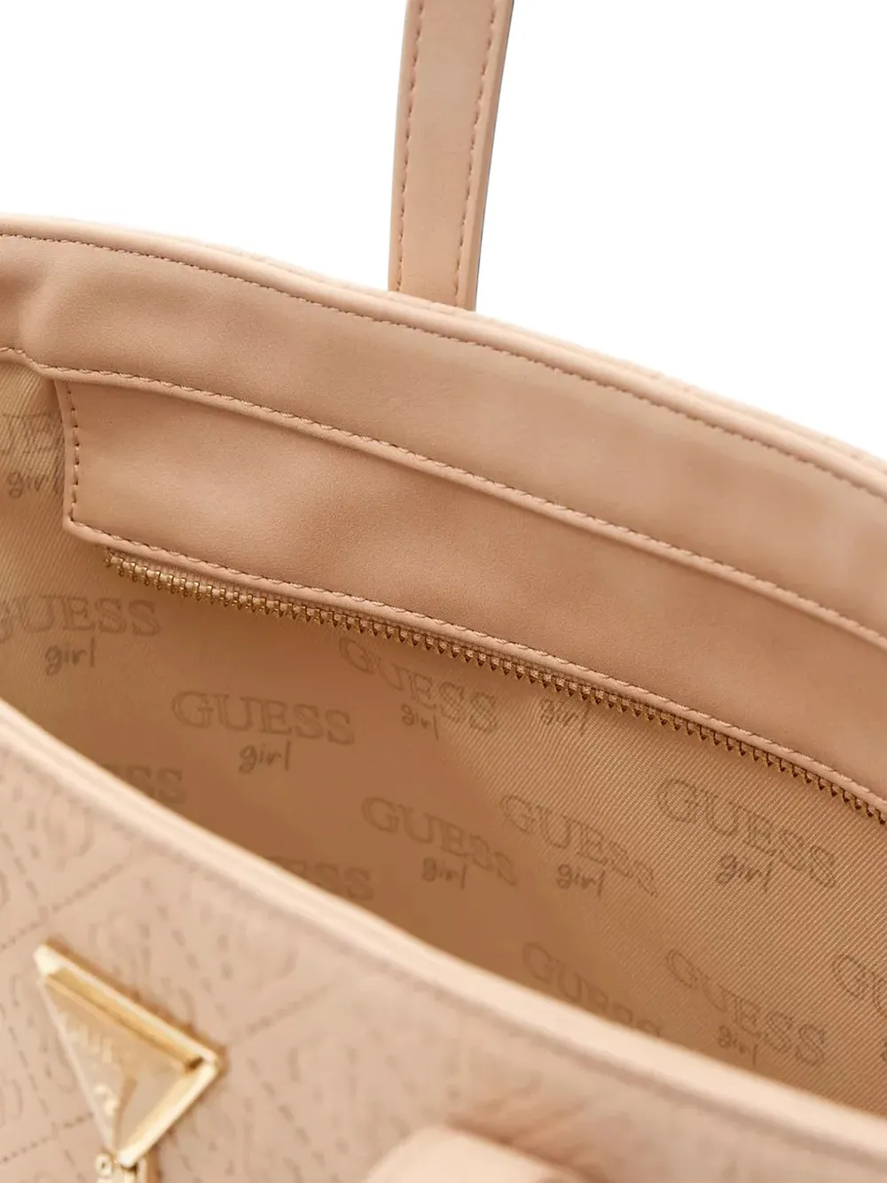 guess kids logo-embossed heart-pouch tote bag Beige