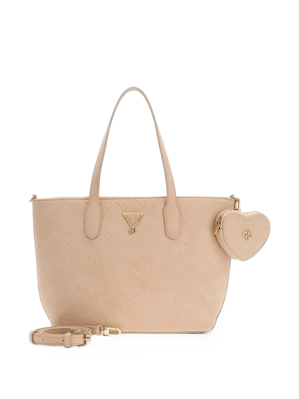 guess kids logo-embossed heart-pouch tote bag Beige
