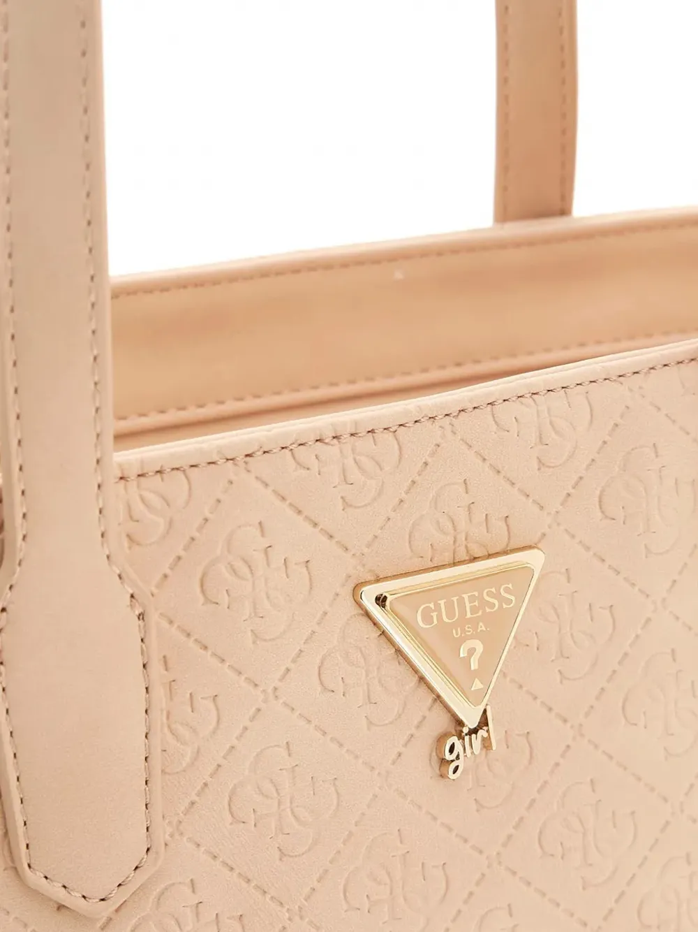 guess kids logo-embossed heart-pouch tote bag Beige