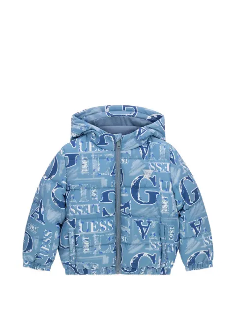 guess kids logo-print hooded jacket