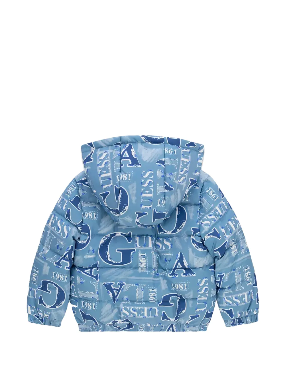 guess kids logo-print hooded jacket Blauw