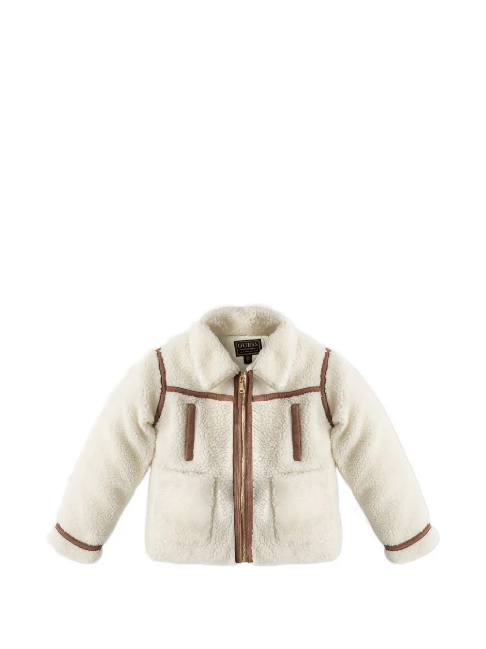 guess kids contrast-trim fleece jacket - Toni neutri