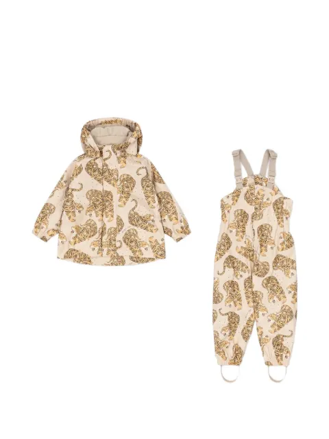 Konges Sløjd Rainy Palme tiger-print hooded rain jacket and trouser set