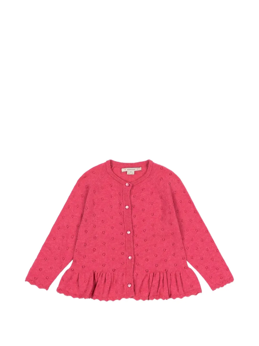 Konges Sløjd cardigan en maille pointelle à volants Posie - Rouge Konges Sløjd cardigan en maille pointelle à volants Posie - Rouge