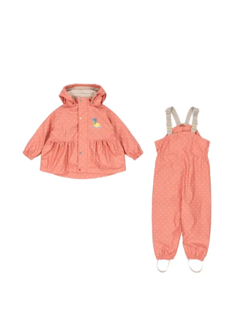 Konges Sløjd set de pantalones e impermeable Rainy Palme con estampado de corazones y volantes