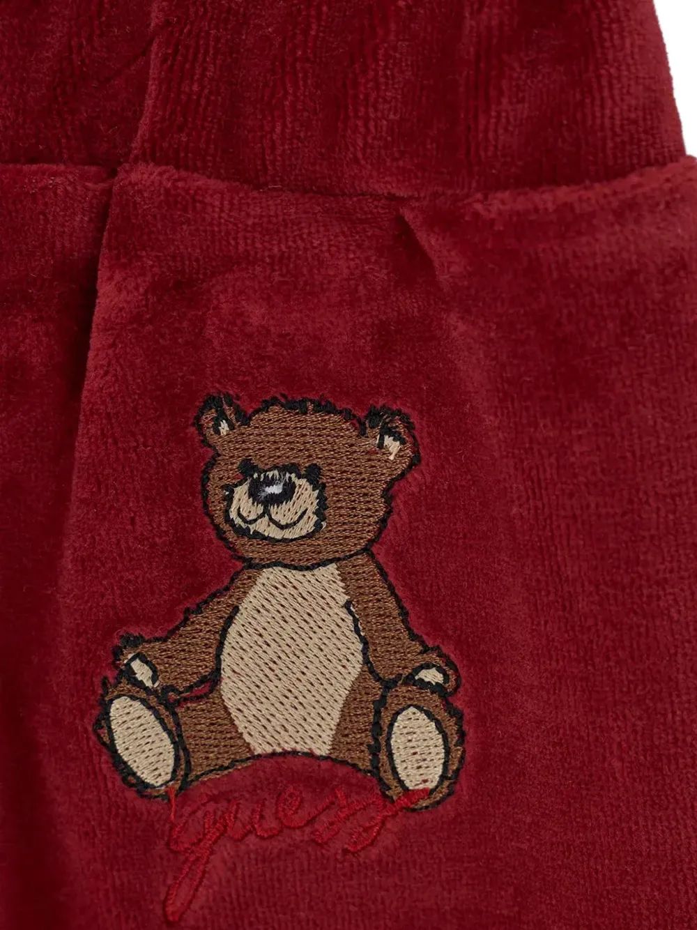 guess kids bear-motif velvet track pants (set of four) Rood