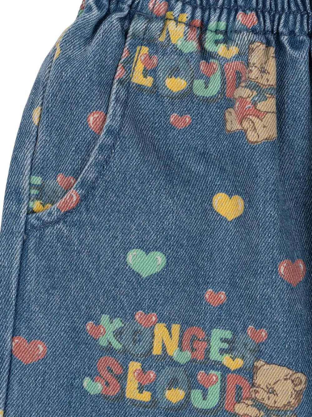 Konges Sløjd Magot teddy jeans met hartprint Blauw