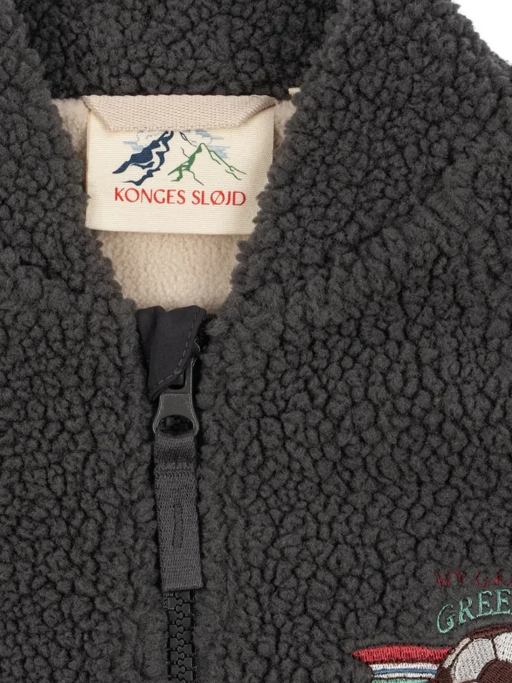 Konges Sløjd Jody fleece jack met borduurwerk Grijs