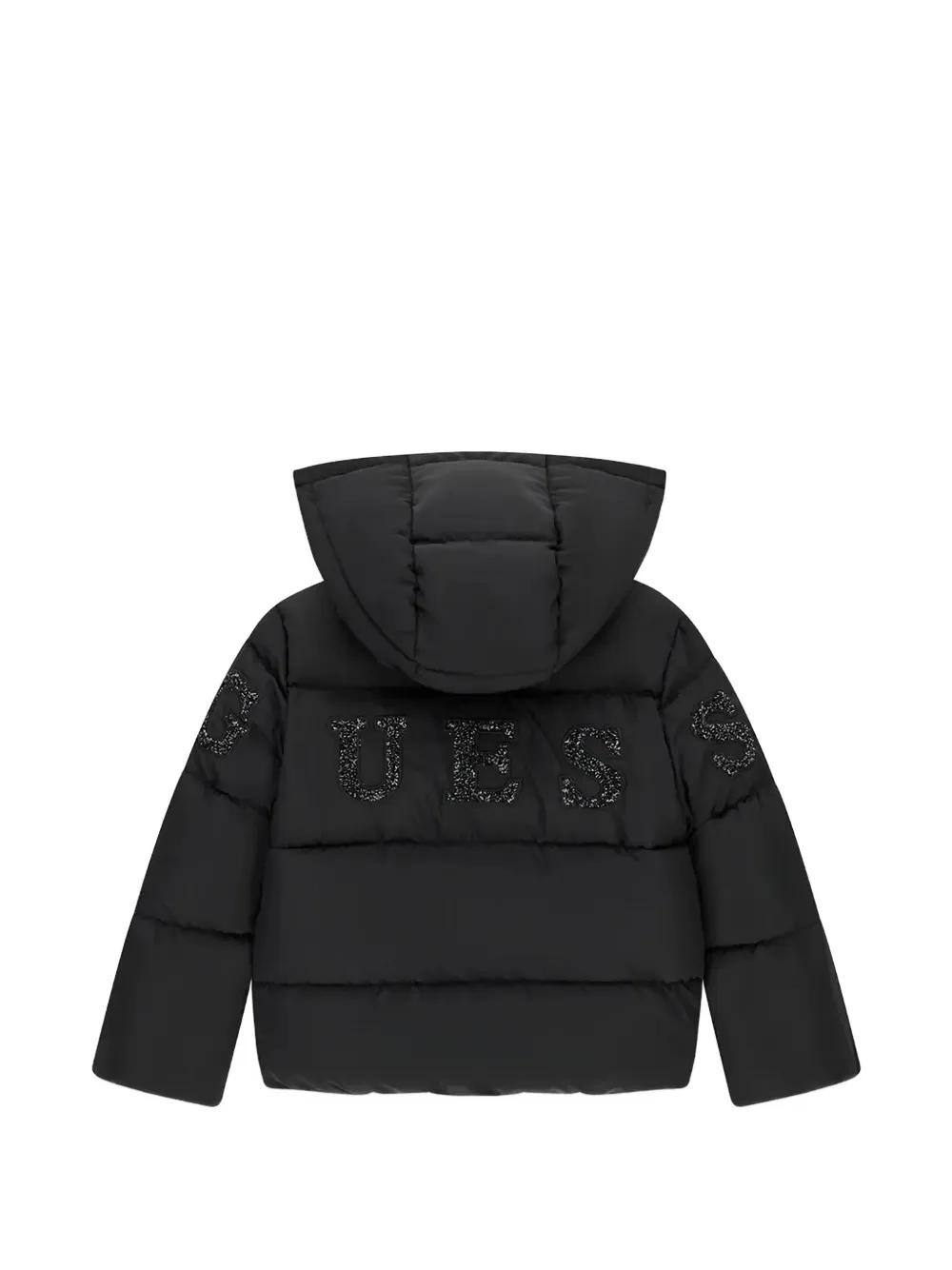guess kids logo-embellished hooded jacket Zwart