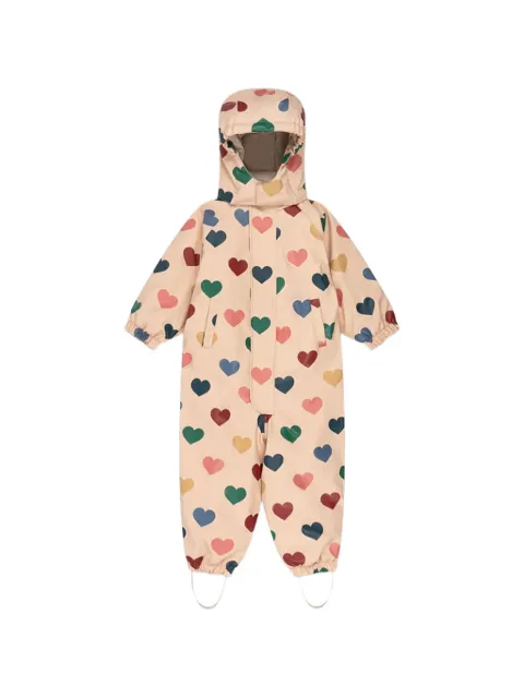 Konges Sløjd Rain heart-print hooded snowsuit