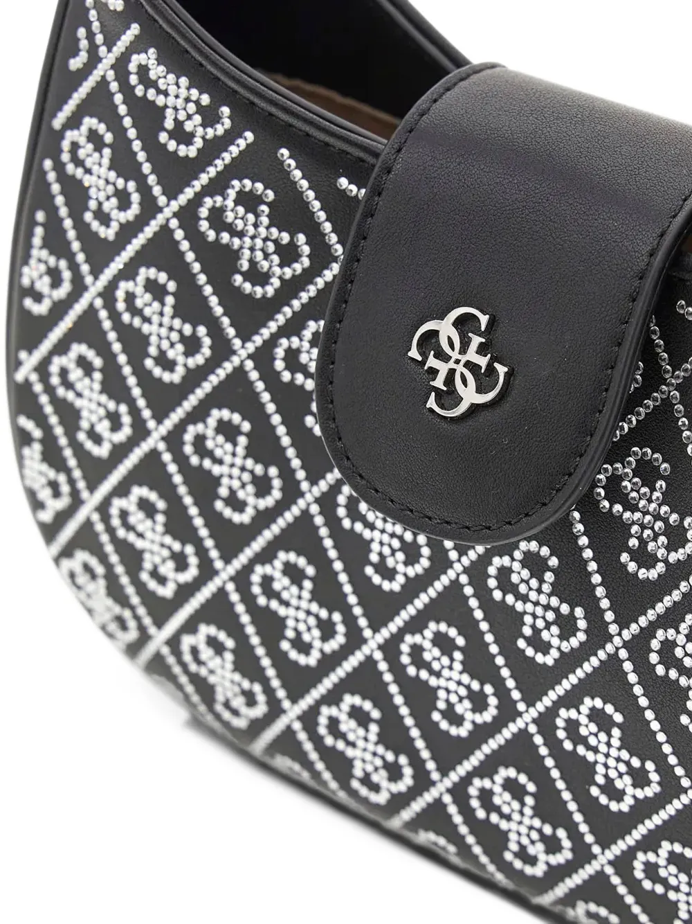 guess kids rhinestone-logo shoulder bag Zwart