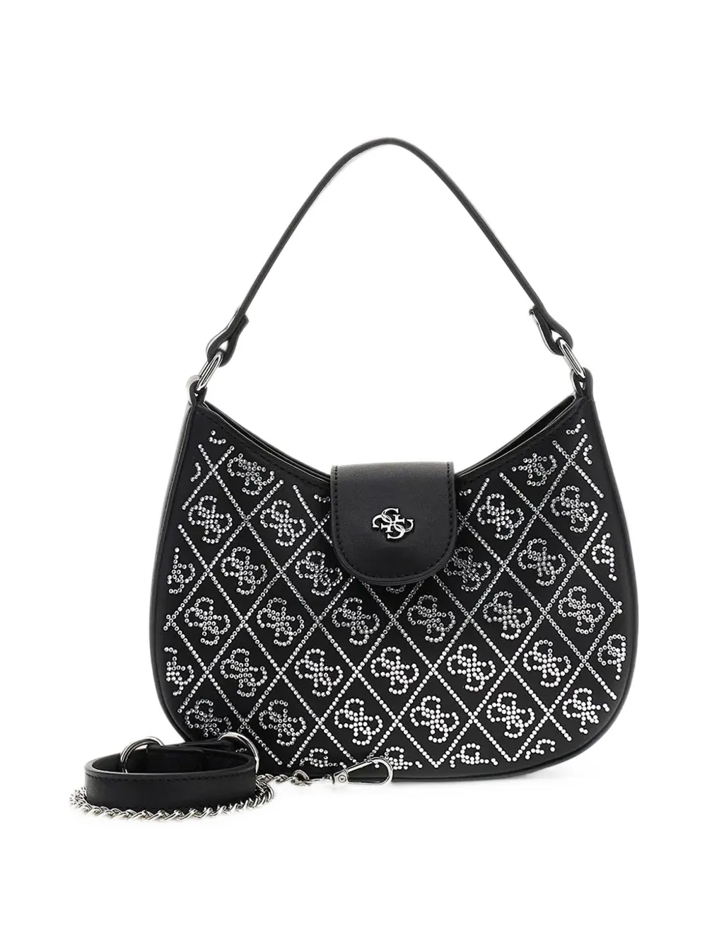 guess kids rhinestone-logo shoulder bag Zwart