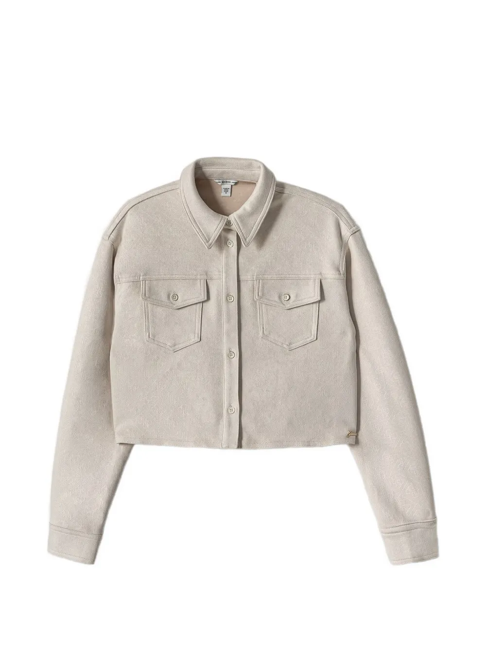 guess kids logo-embossed cropped shirt - Toni neutri