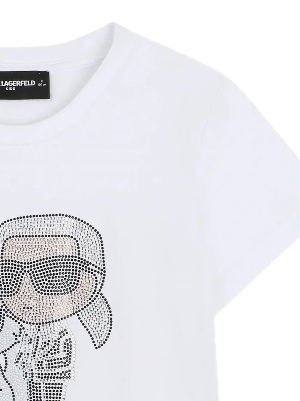 Karl Lagerfeld Kids Ikonik T-shirt verfraaid met stras Wit