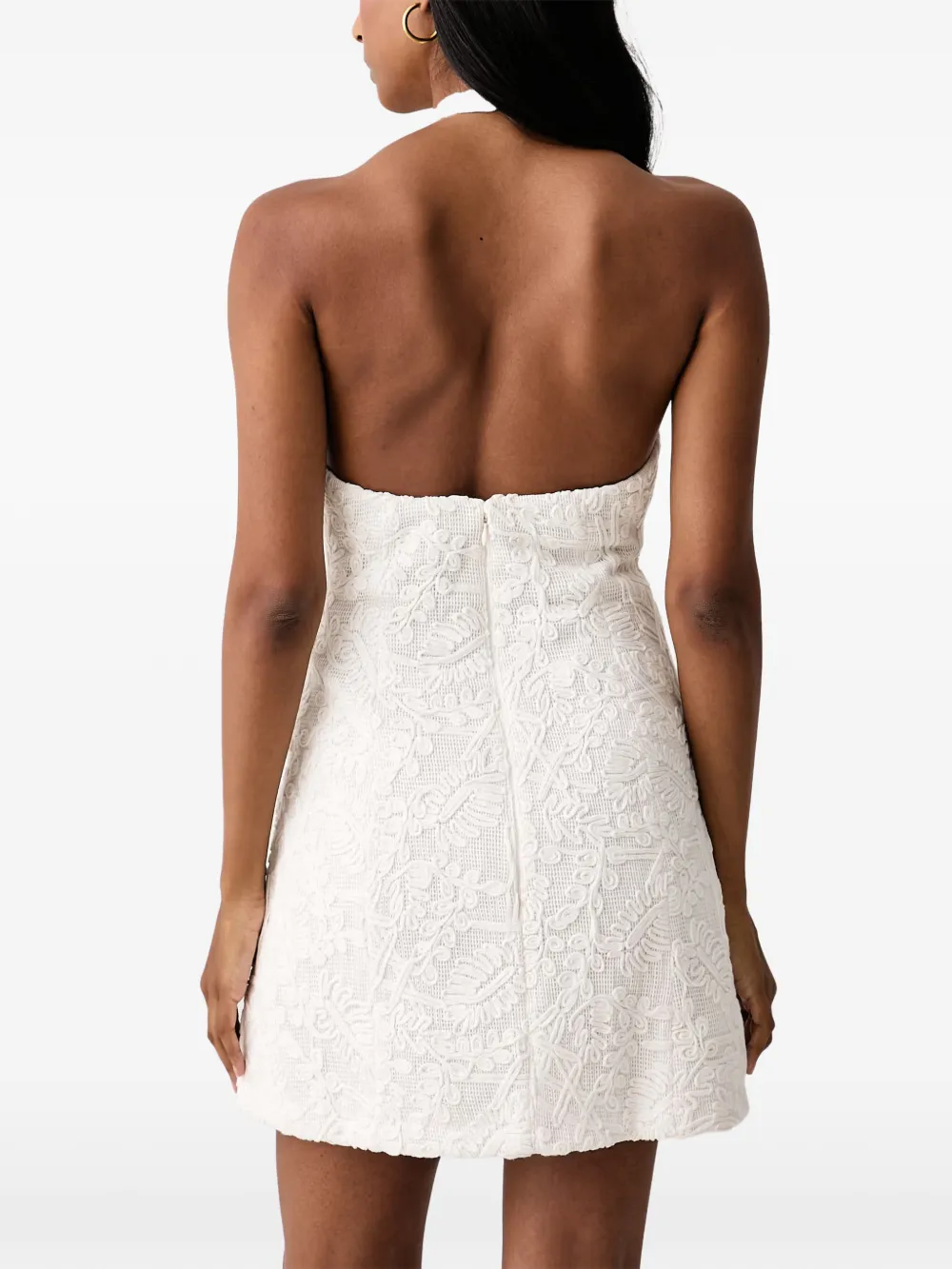 Bardot guipure-lace halterneck dress Wit