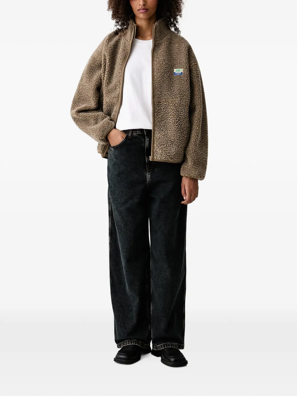 American Vintage Lydbay logo-patch wide-leg jeans Zwart