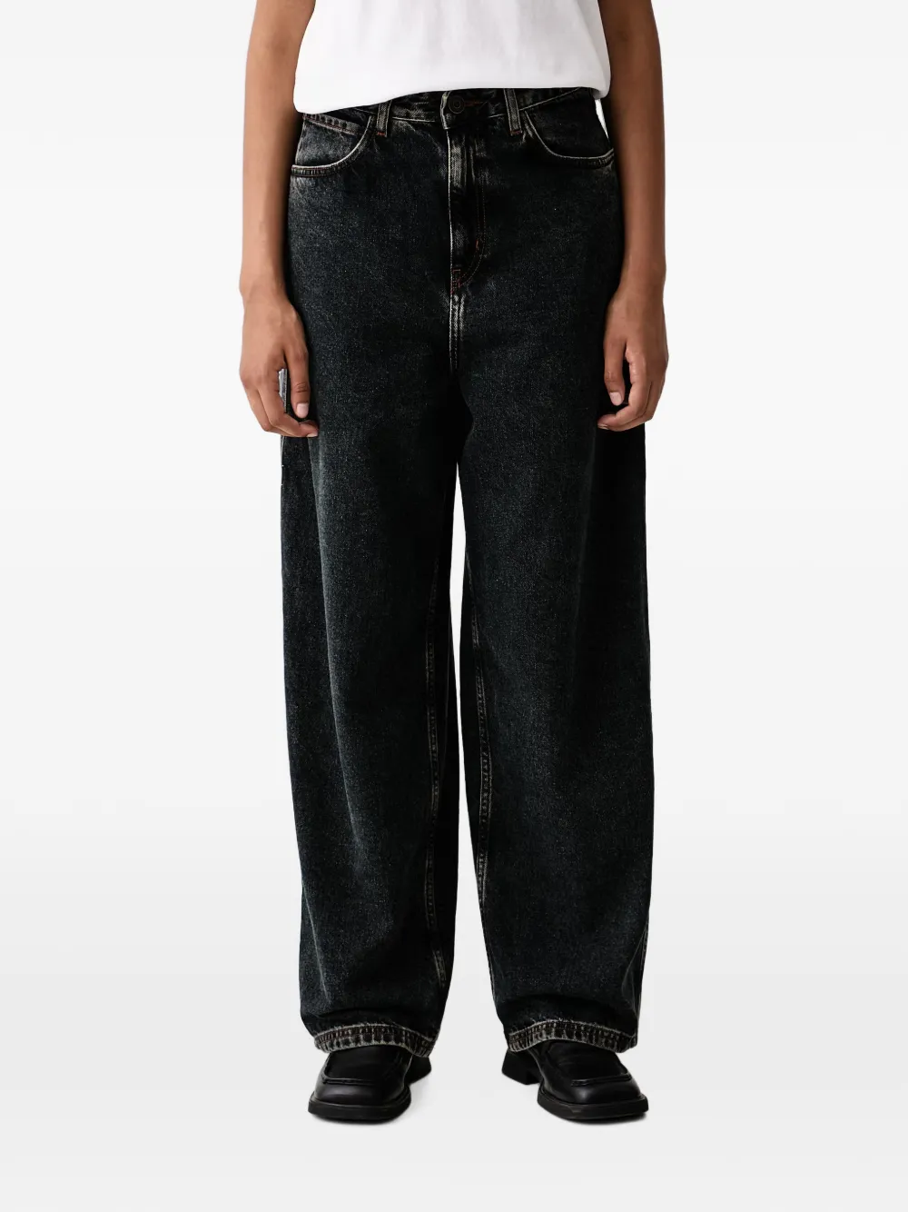 American Vintage Lydbay logo-patch wide-leg jeans