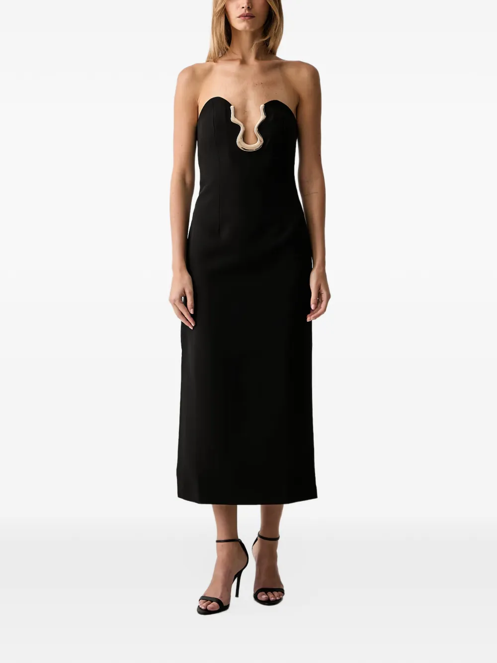 Bardot Paltrow strapless cutout-detail midi dress Zwart