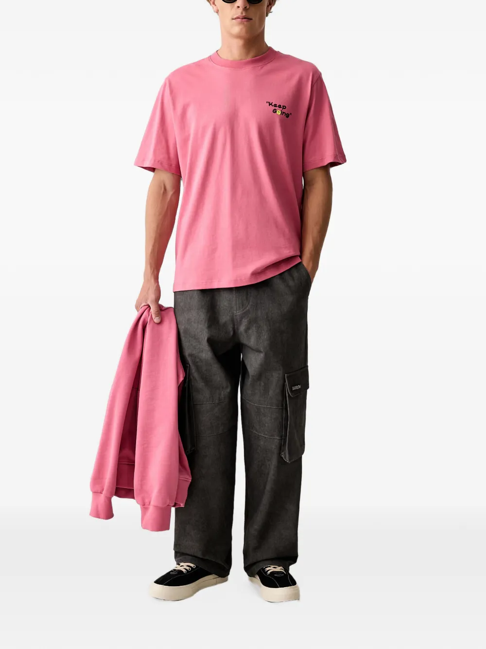 BARROW graphic-print cotton T-shirt Roze