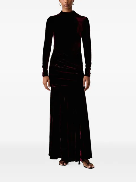 Bardot ruched velvet dress