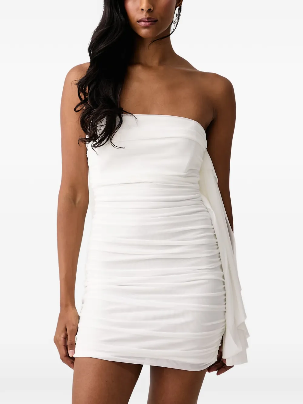 Bardot ruched strapless dress