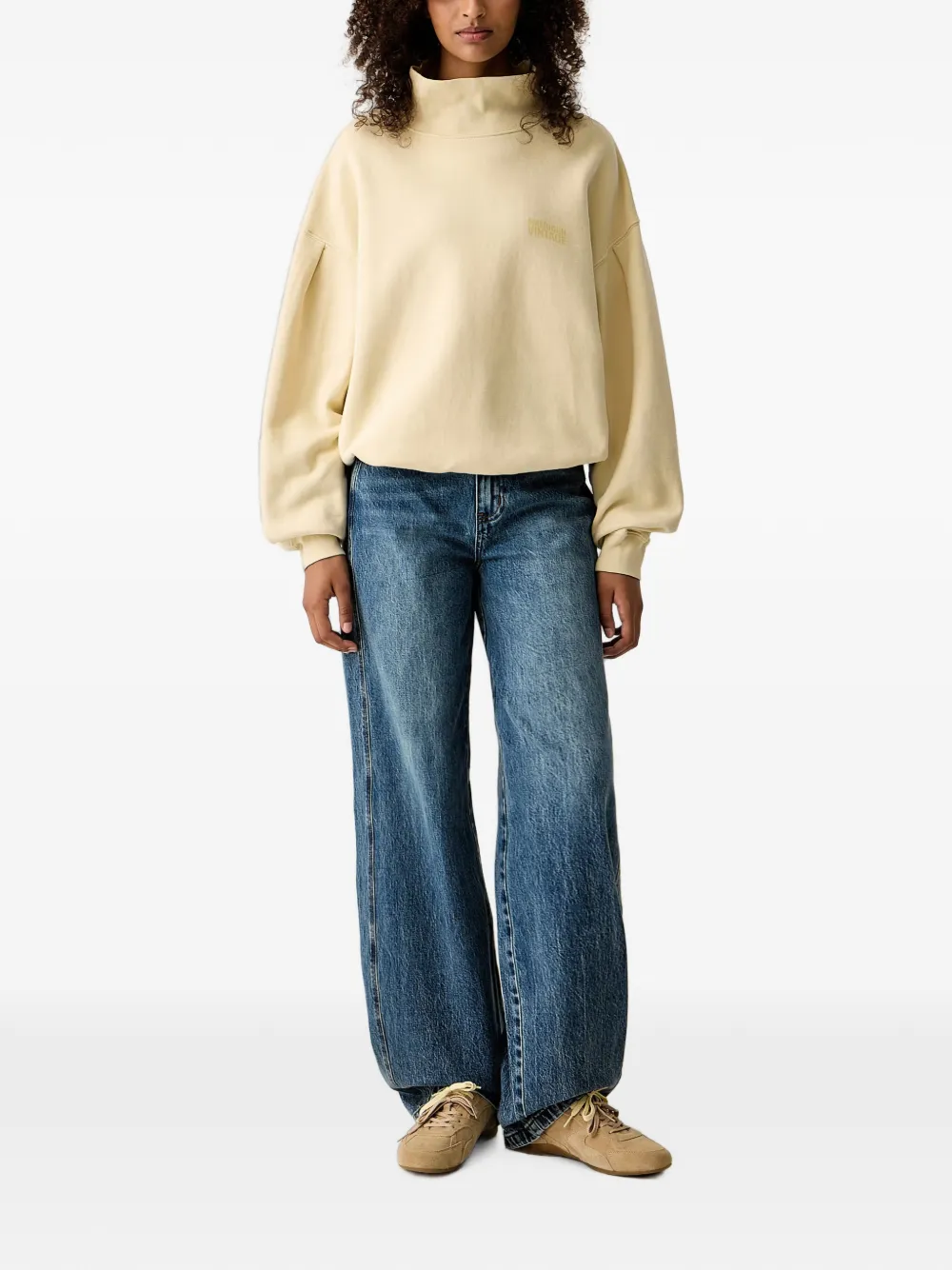 American Vintage Jitbay logo-print high-neck sweatshirt Geel