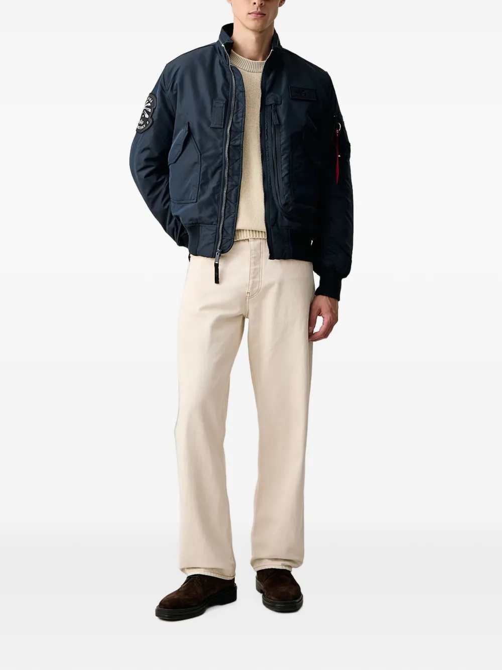 Alpha Industries Bomberjack met logopatch Blauw