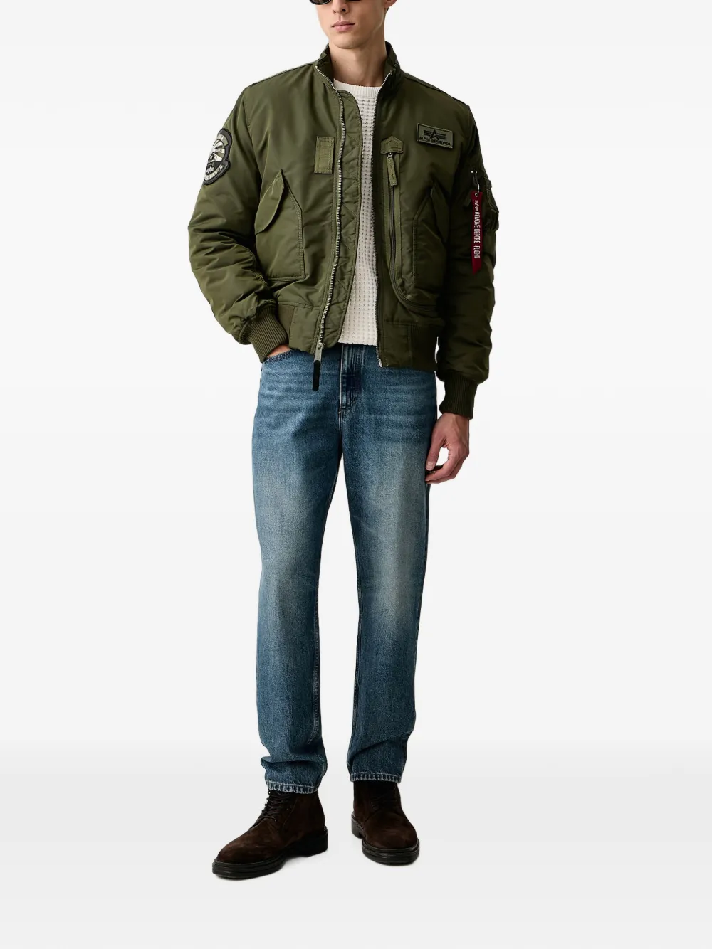 Alpha Industries Bomberjack met patchdetail Groen