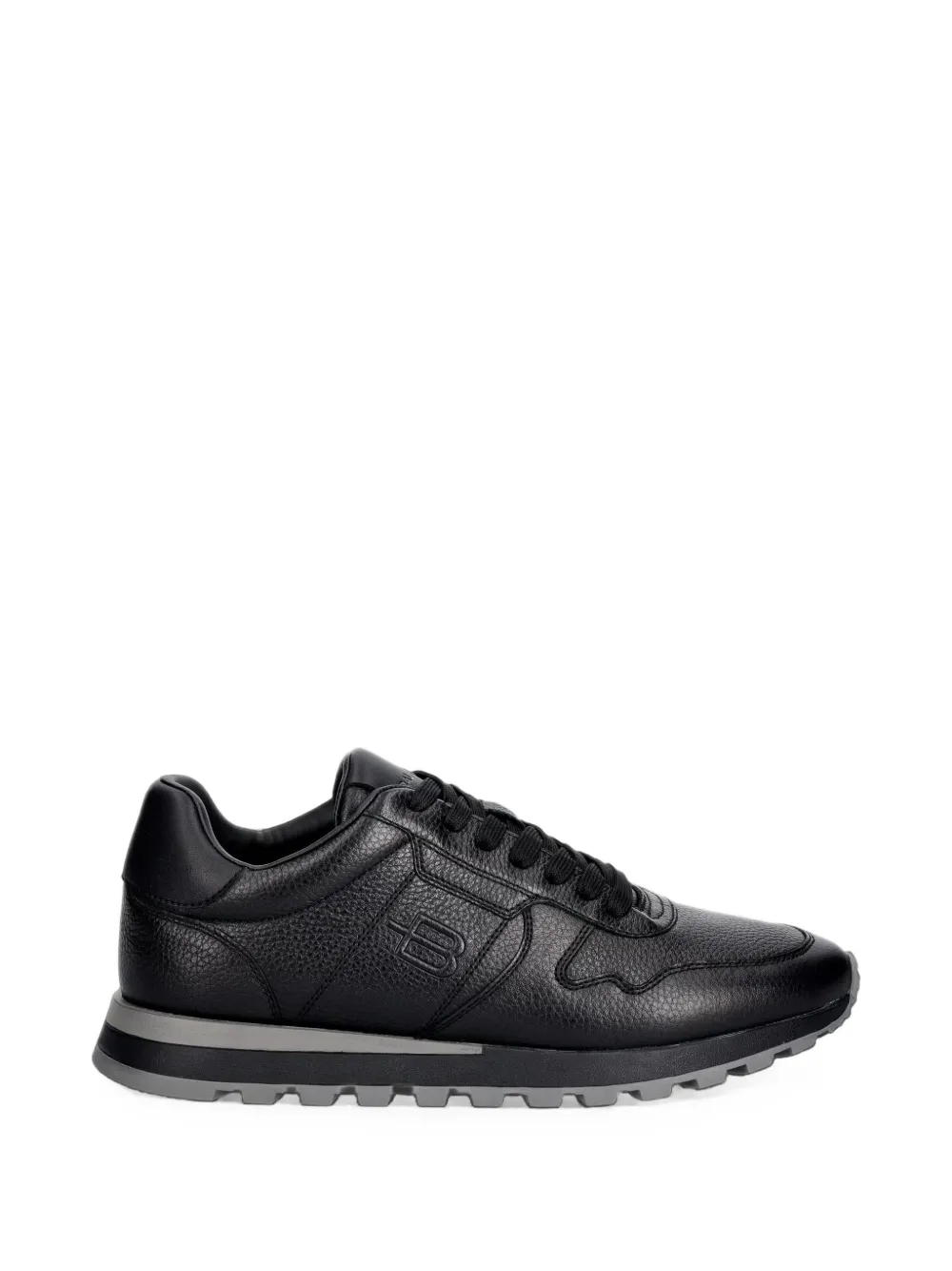 Baldinini Logo-embossed Grained Leather Sneakers In Black