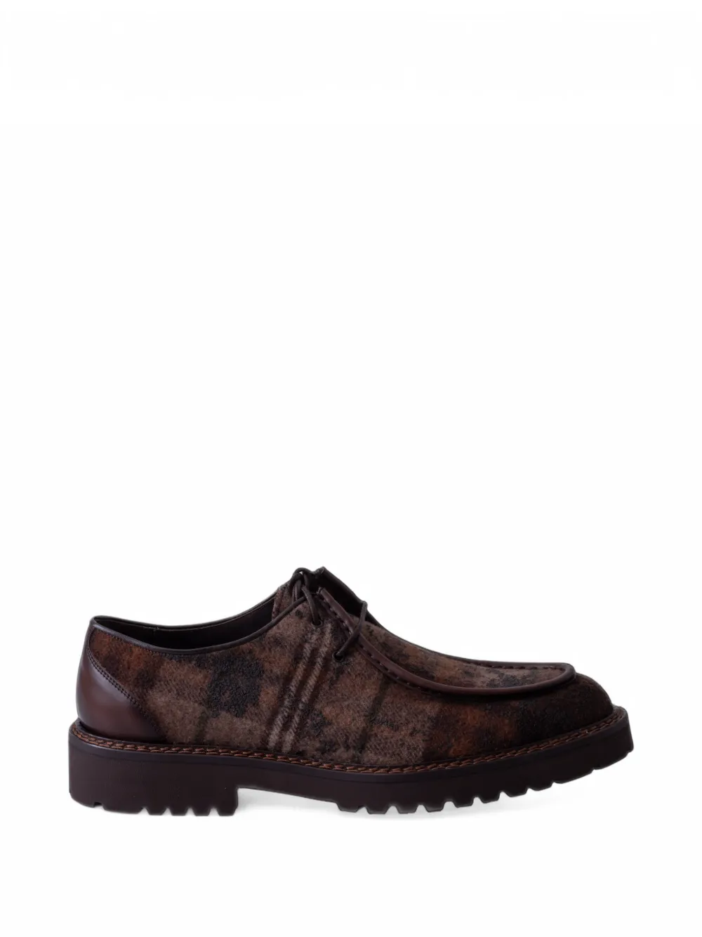 LES HÉRITIERS The Blucher check-pattern ridged-sole derby shoes - Braun