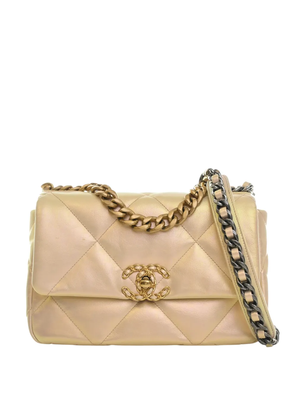CHANEL Pre-Owned 2021-2026 Medium Iridescent Lambskin 19 Flap satchel - Toni neutri
