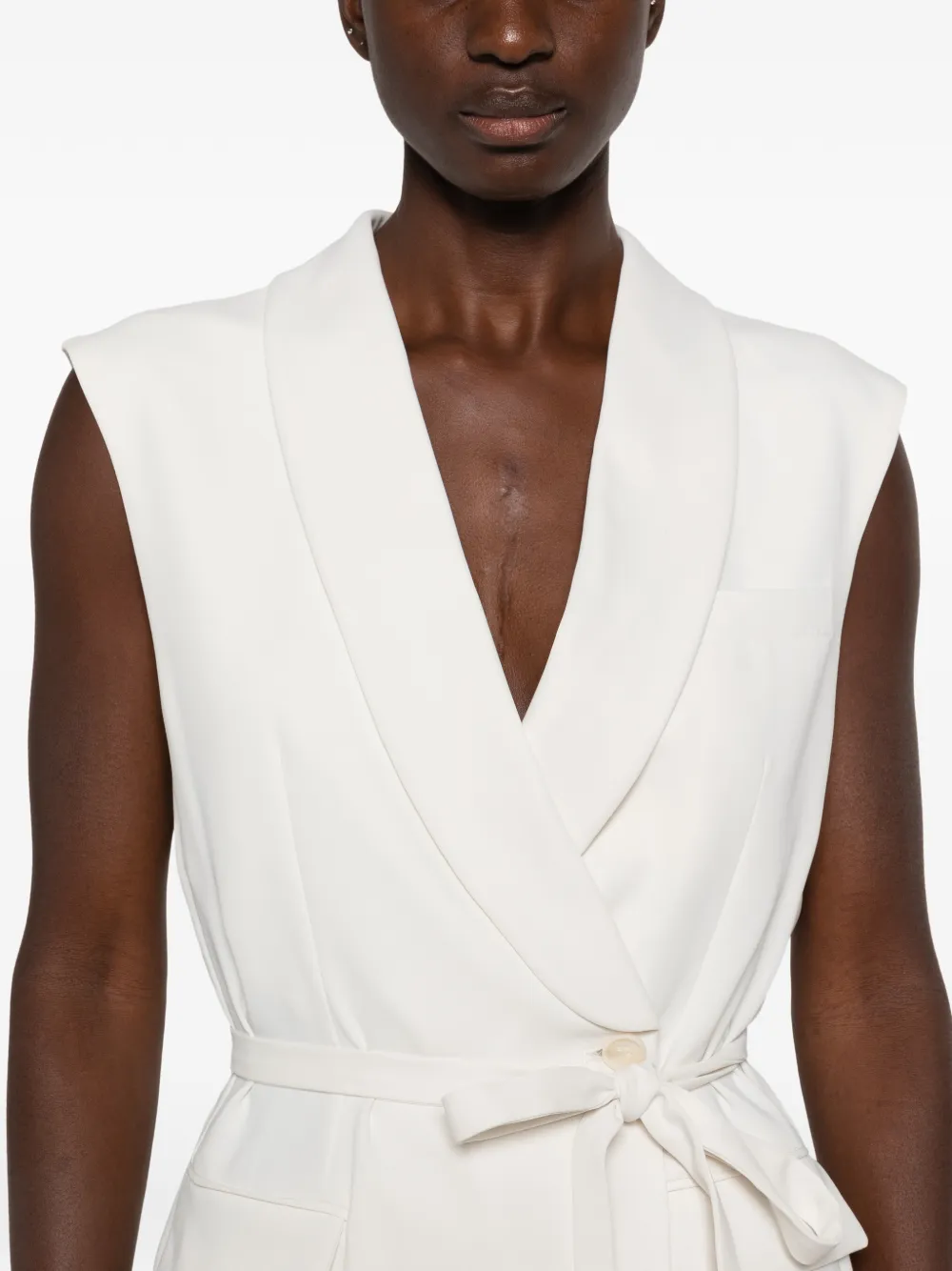 P.A.R.O.S.H. Mouwloze bodywarmer met ceintuur Beige