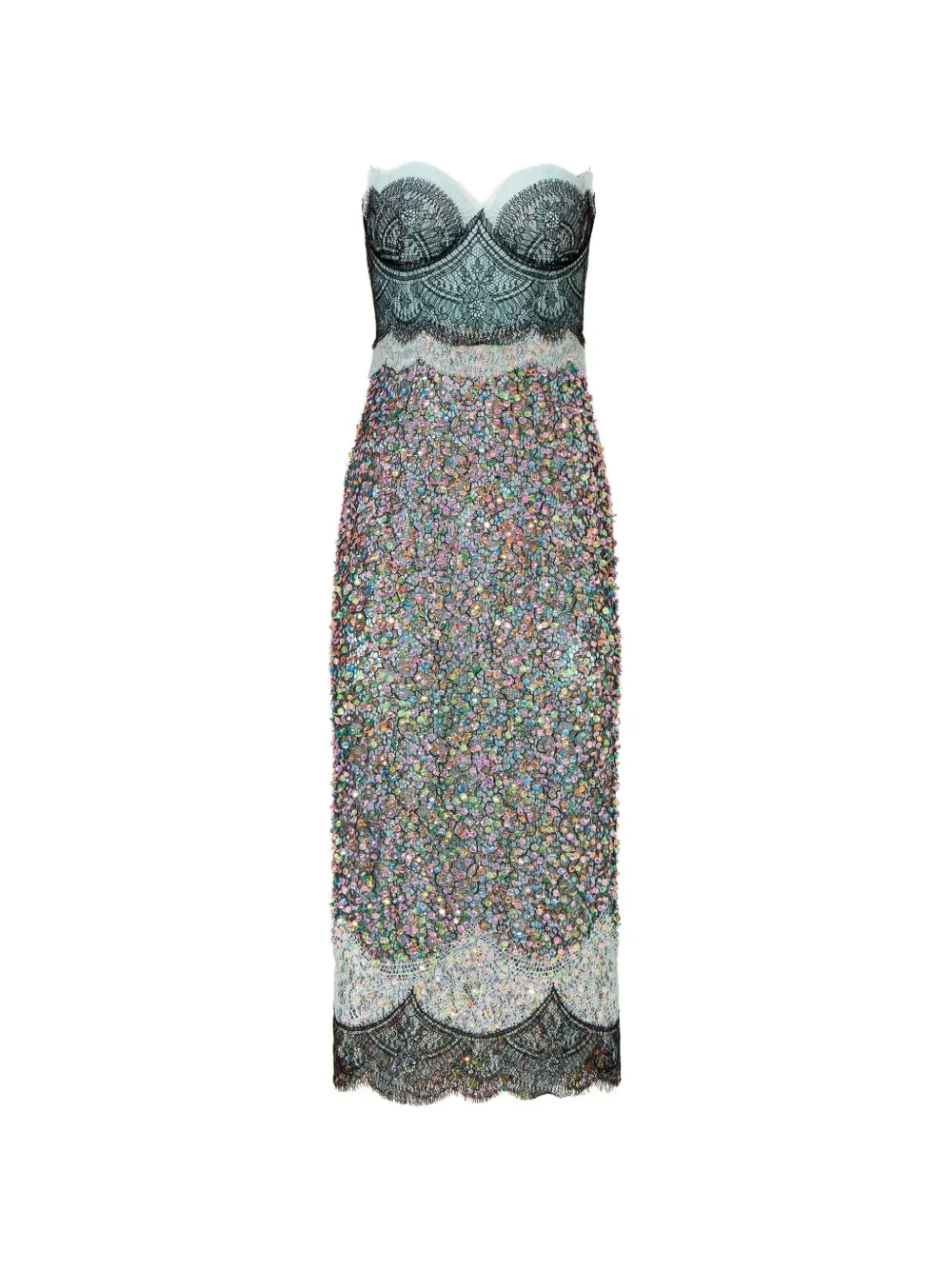 Costarellos Lindra lace sequined midi dress