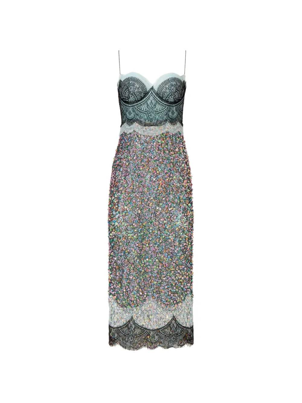Costarellos Lindra lace sequined midi dress