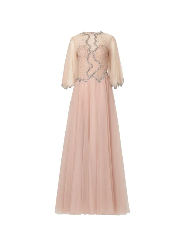Costarellos Evanna Crystal-embellished Gown in Pink