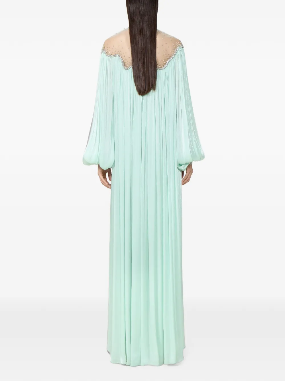 Costarellos Elline kaftan-avondjurk met kristalborduurwerk Groen