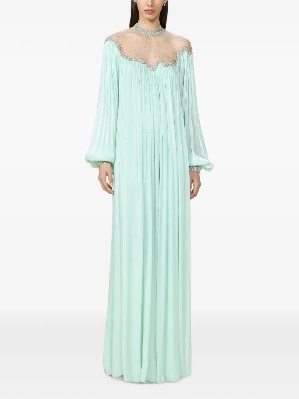 Costarellos Elline kaftan-avondjurk met kristalborduurwerk Groen