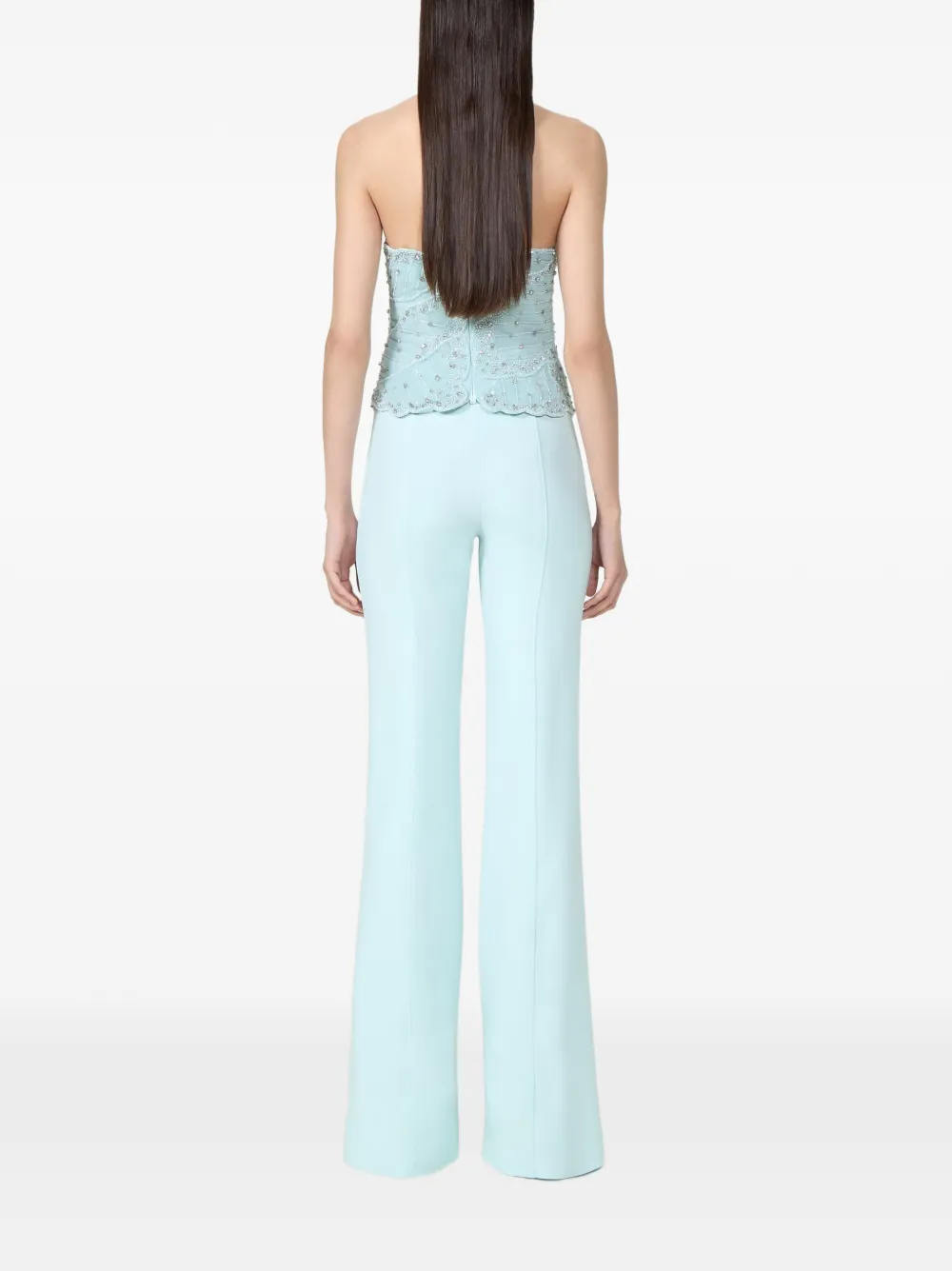 Costarellos Maree Crepe Tailored Trousers in Blue, view 3