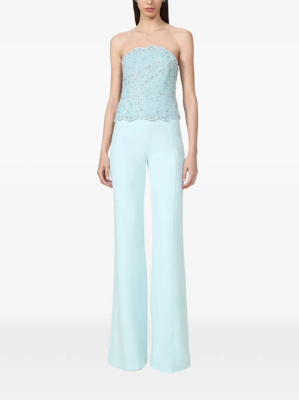Costarellos Maree Crepe Tailored Trousers in Blue, view 2