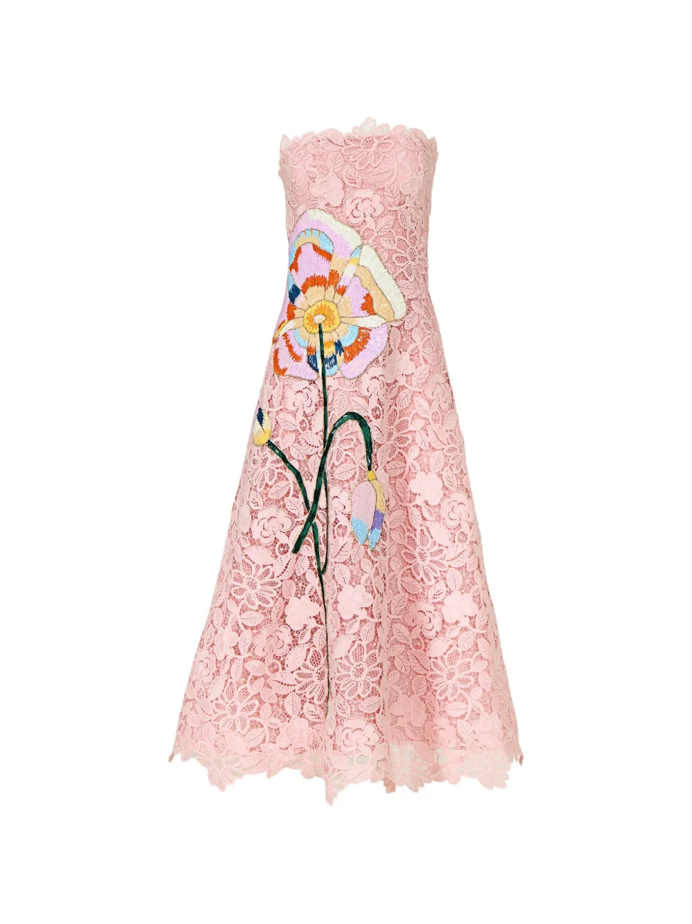 Costarellos Marina floral-appliqué corded lace midi gown