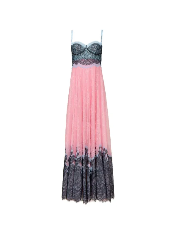 Costarellos Gallie Chantilly Lace Gown in Pink