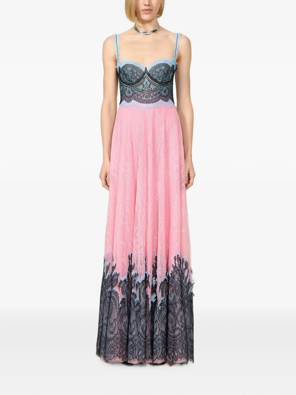 Costarellos Gallie Chantilly Lace Gown in Pink, view 2