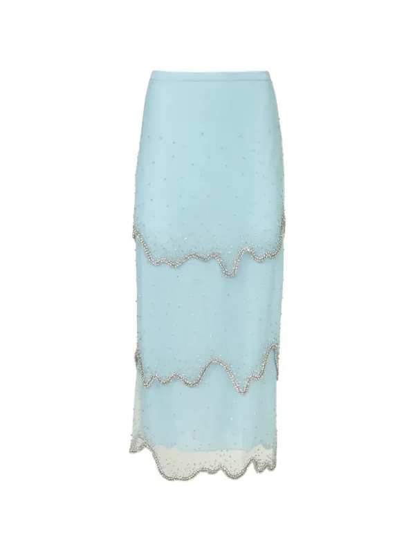Costarellos Mirella Crystal-embellished Midi Skirt in Blue