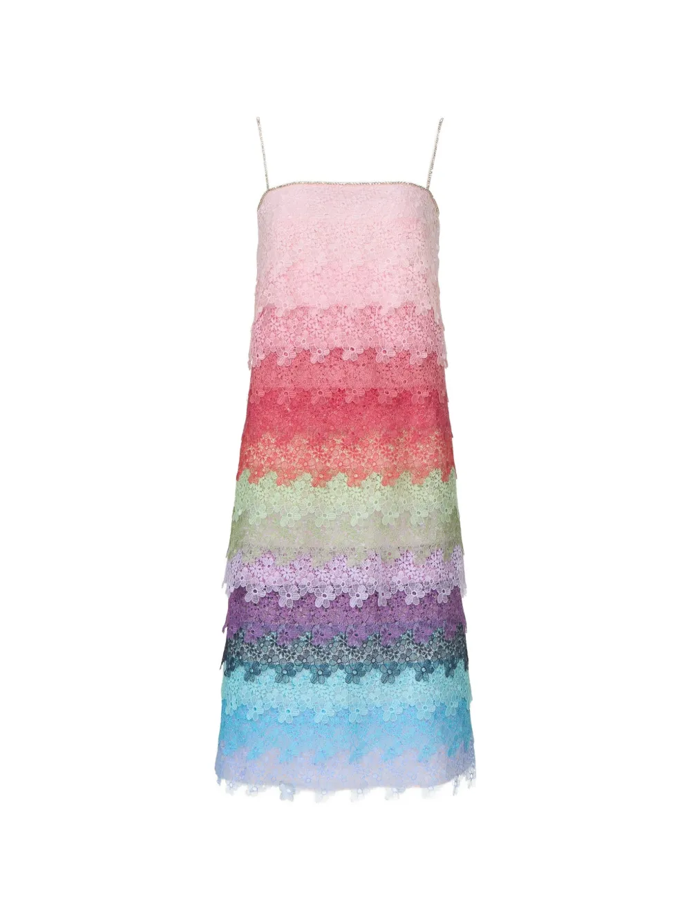 Costarellos Rinna tiered lace midi dress