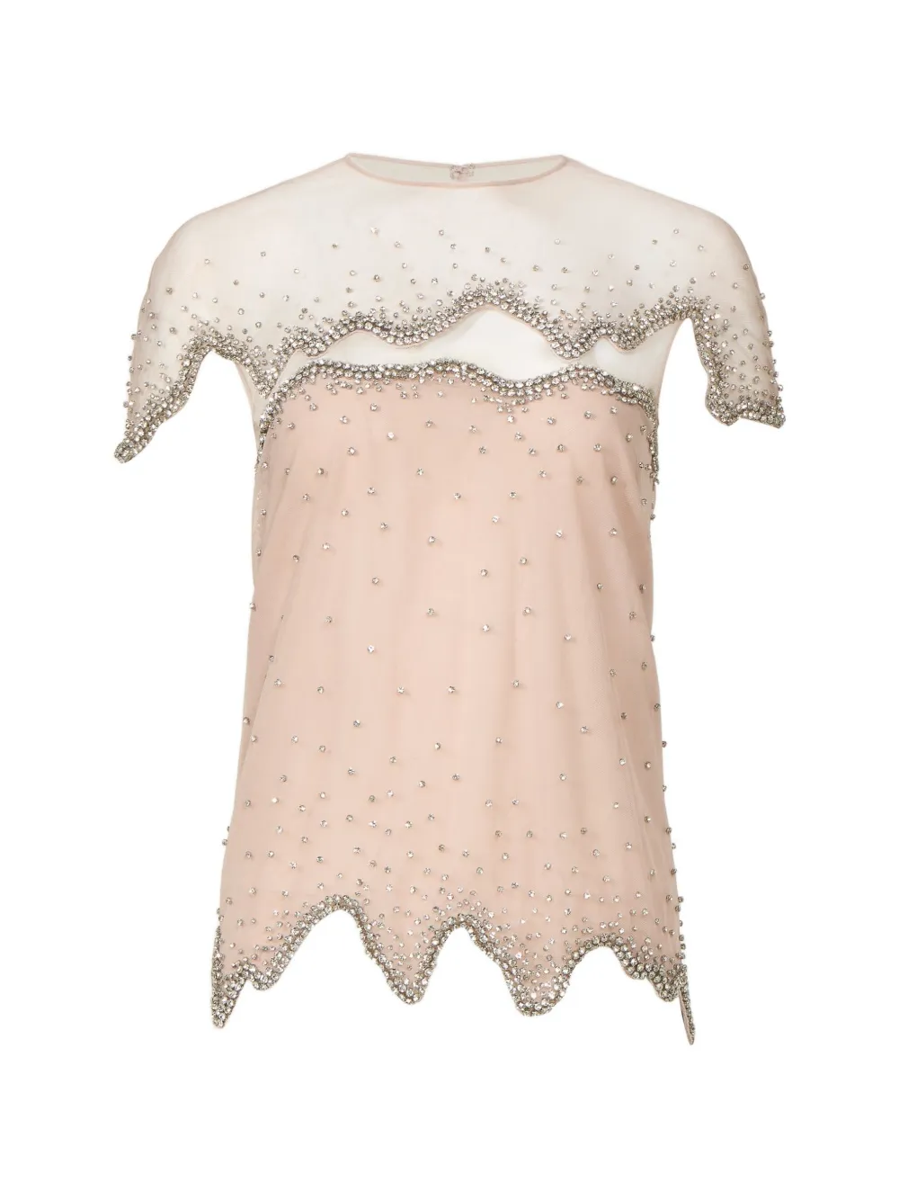 Costarellos Anika crystal-embellished tulle top