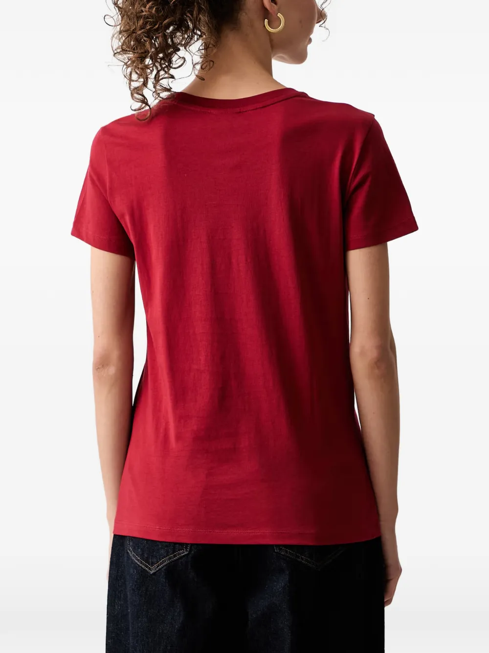 Armani Exchange crystal-embellished logo T-shirt Rood