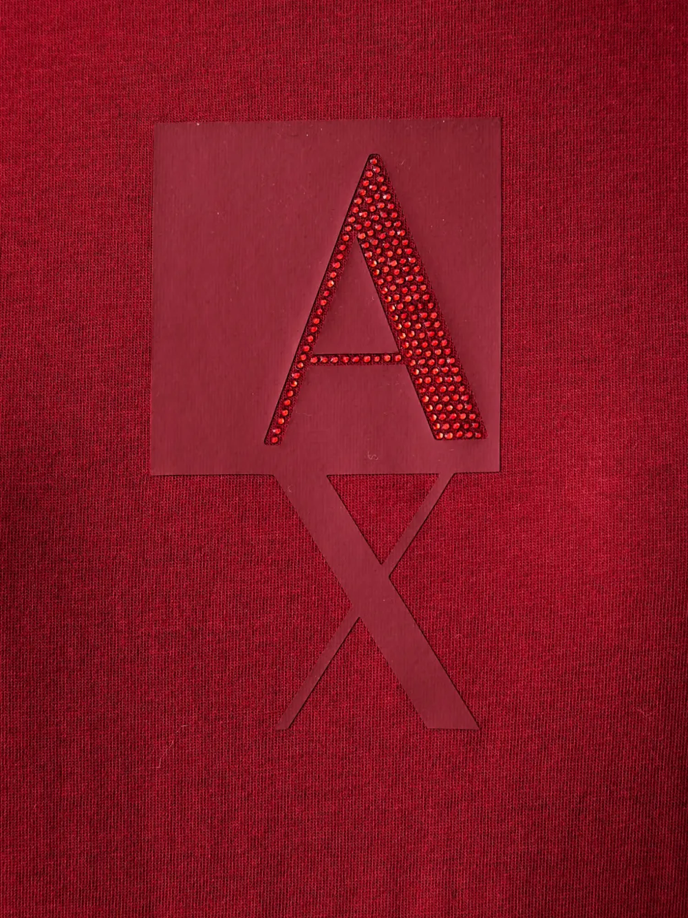 Armani Exchange crystal-embellished logo T-shirt Rood